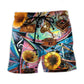 Gramophone Vintage Record Beach Shorts Design Detail For Casual Warm Weather Outfits