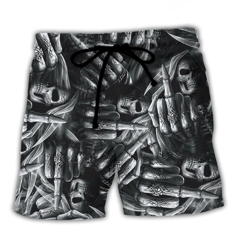Skull Life And Death Philosophy Beach Shorts Pattern View For Vacation Travel And Outdoor Fun