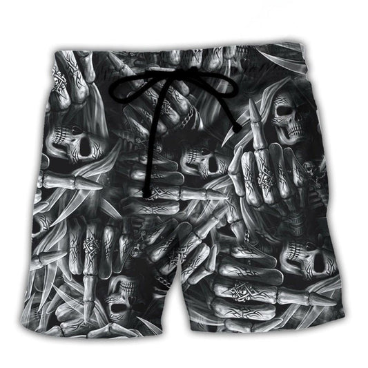 Skull Life And Death Philosophy Beach Shorts Pattern View For Vacation Travel And Outdoor Fun