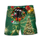 Black Cat Christmas Lights Festive Beach Shorts Design Detail For Casual Warm Weather Outfits