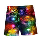 Santa Tree Snowman Neon Christmas Beach Shorts Design View For Comfortable Resort And Beach Styling