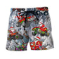 Santa Driving Red Truck In Snowy Mountains Beach Shorts Pattern Detail For Relaxed Warm Weather Outfits