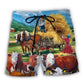 Peaceful Life Hereford Cow Beach Shorts Print View For Coastal Escapes And Casual Outings