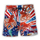 Patriotic Octopus USA Independence Day Beach Shorts Design Detail For Weekend Getaways And Beach Days