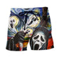 Funny Halloween Ghost Starry Night Beach Shorts Pattern View For Coastal Holidays And Casual Activities