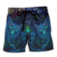 Owl And Witch Colorful Dark Fantasy Beach Shorts Pattern Detail For Sunny Outdoor Activities