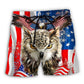 Owl USA Independence Day Celebration Beach Shorts Pattern Detail For Sunny Outdoor Activities