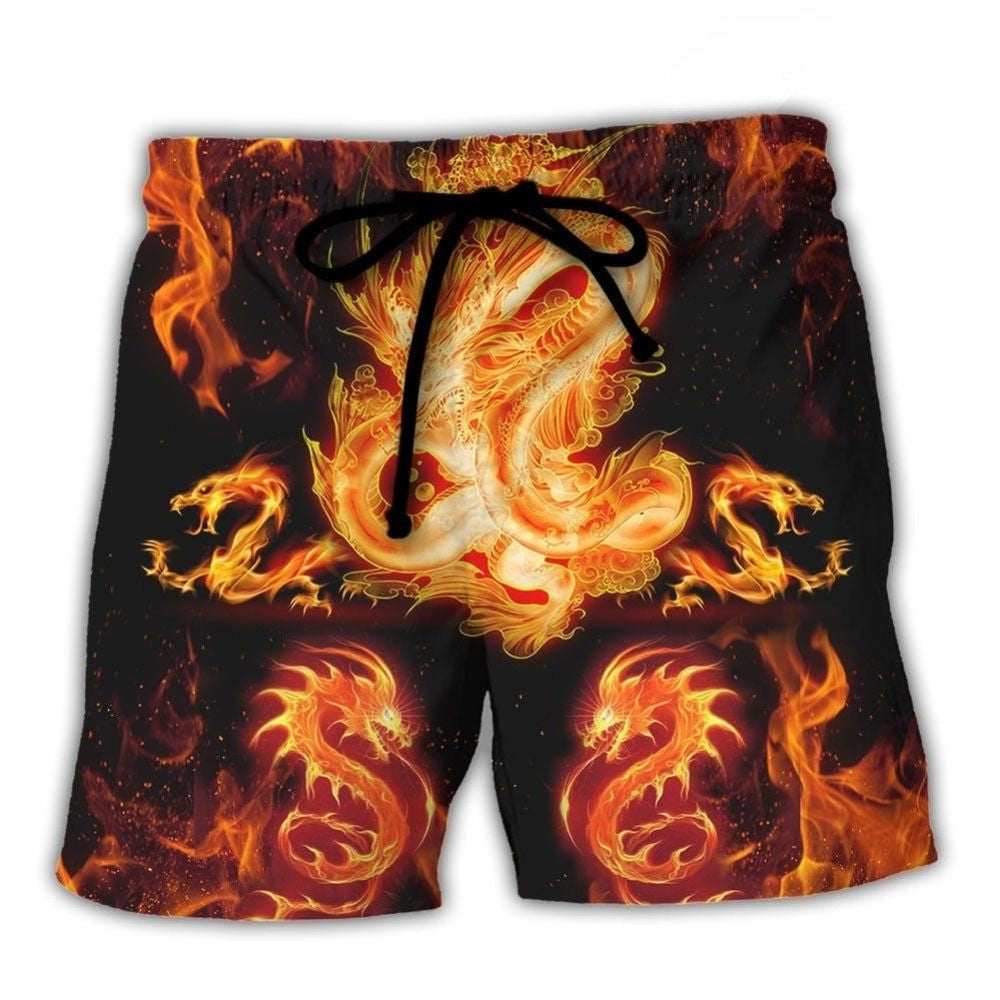 Dragon Fireball Madness Fantasy Beach Shorts Design Detail For Weekend Getaways And Beach Days