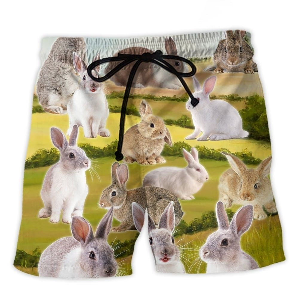 Rabbit In A Wonderful Garden Beach Shorts For Coastal Adventures And Relaxed Summer Wear