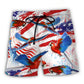 Parrot America Flag Independence Day Beach Shorts Design View For Poolside Relaxation And Holiday Trips