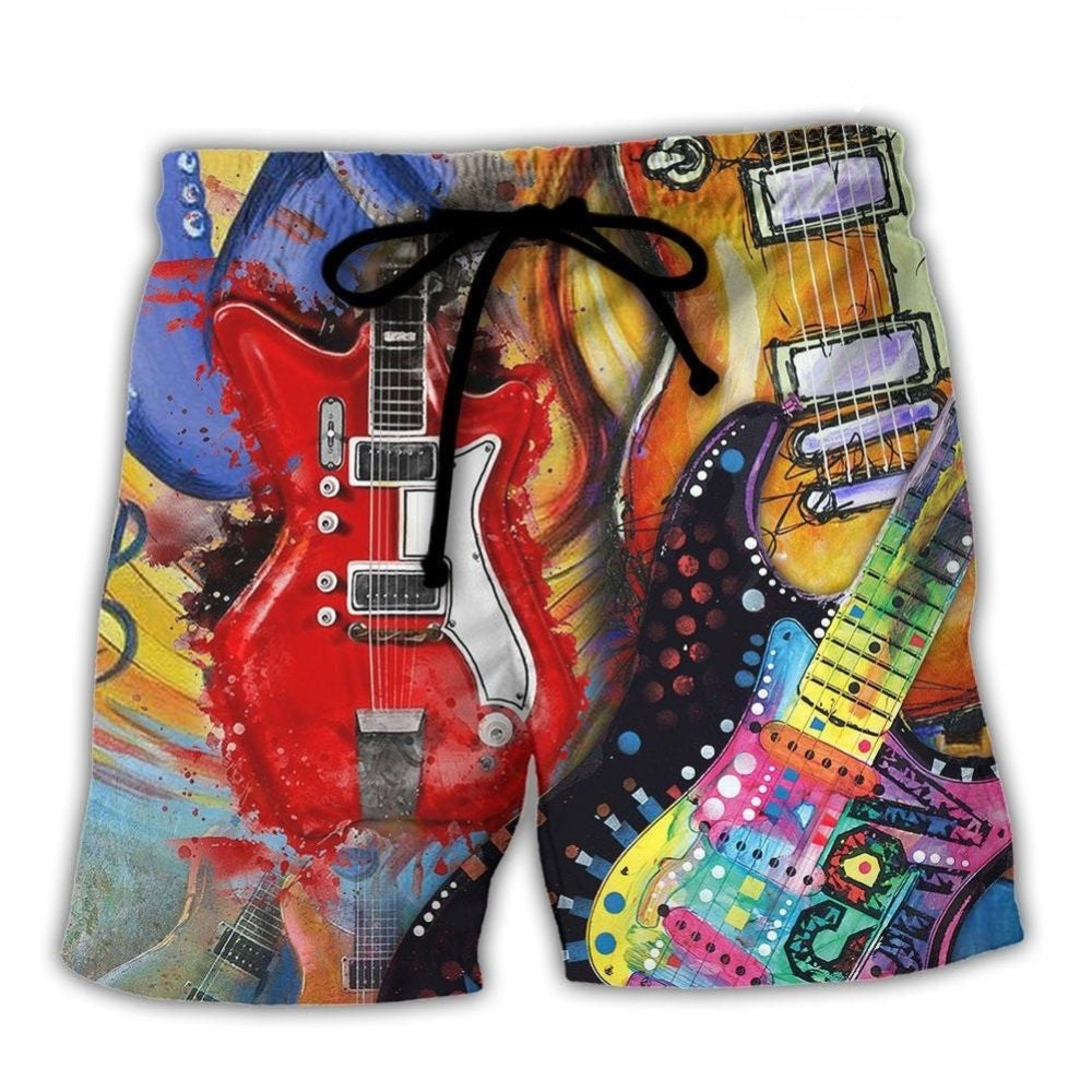 Guitar Galaxy Colorful Music Fantasy Beach Shorts For Coastal Adventures And Relaxed Summer Wear