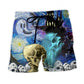 Halloween Skull Smoke Starry Night Beach Shorts Pattern Detail For Sunny Outdoor Activities