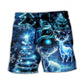 Christmas Deer Snowman Tree Glow Beach Shorts Print View For Coastal Escapes And Casual Outings
