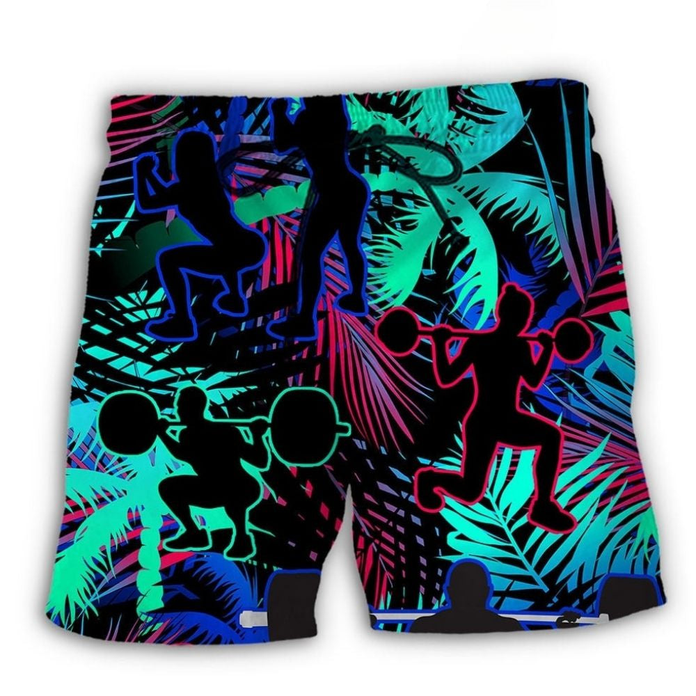 Squats Fitness Tropical Leaf Beach Shorts For Summer Vacation And Coastal Travel