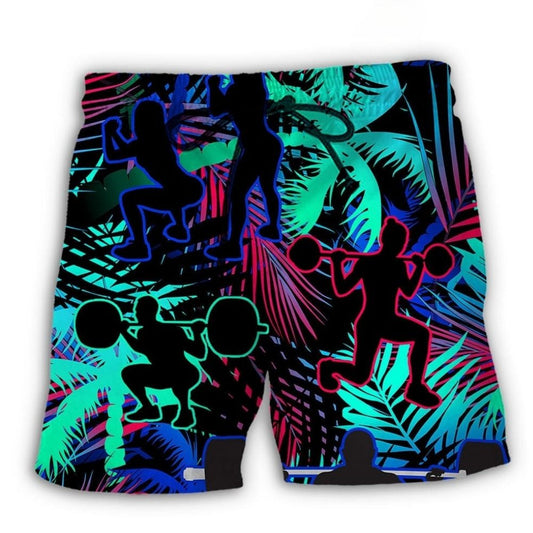 Squats Fitness Tropical Leaf Beach Shorts For Summer Vacation And Coastal Travel
