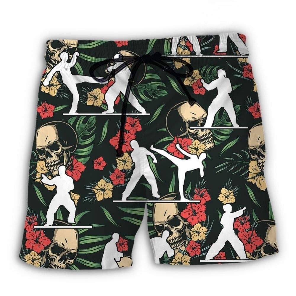 Taekwondo Tropical Floral Motion Beach Shorts Graphic Detail For Resort Trips And Casual Outings