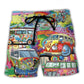Hippie Van Colorful Peace Beach Shorts For Outdoor Adventures And Thoughtful Seasonal Gifts