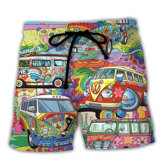 Hippie Van Colorful Peace Beach Shorts For Outdoor Adventures And Thoughtful Seasonal Gifts