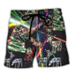 Neon Christmas Tree And Snowman Beach Shorts Artwork View For Seaside Trips And Casual Style