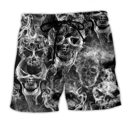 Skull Smoke Dark Life Expression Beach Shorts For Warm Weather Travel And Everyday Comfort