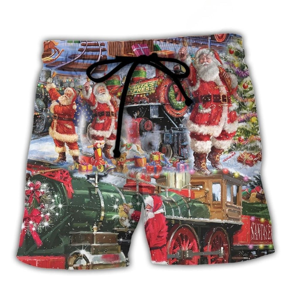 Santa Snow Village Spirit Of Giving Beach Shorts For Coastal Adventures And Relaxed Summer Wear