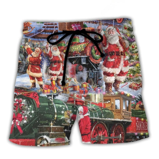 Santa Snow Village Spirit Of Giving Beach Shorts For Coastal Adventures And Relaxed Summer Wear
