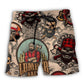 Cool Lumberjack Skull Rugged Beach Shorts Design View For Summer Events And Coastal Getaways