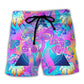 Psychedelic Hippie Mushroom Magical Eye Beach Shorts Design Detail For Casual Warm Weather Outfits