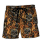 Skull Fire Dark Beach Shorts Graphic Detail For Resort Trips And Casual Outings