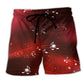 Musical Notes With Red Blurry Lights Beach Shorts For Coastal Adventures And Relaxed Summer Wear