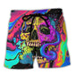 Skull And Moth Neon Night Beach Shorts For Tropical Getaways And Weekend Adventures