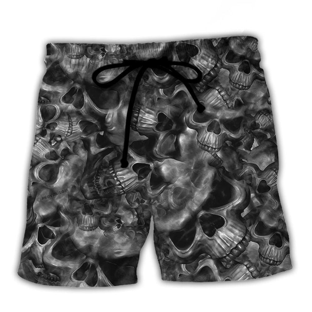 Skull Life Truth Philosophy Beach Shorts Pattern View For Coastal Holidays And Casual Activities