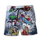 Santa Skateboarding Snowy Mountain Lights Beach Shorts For Tropical Getaways And Weekend Adventures