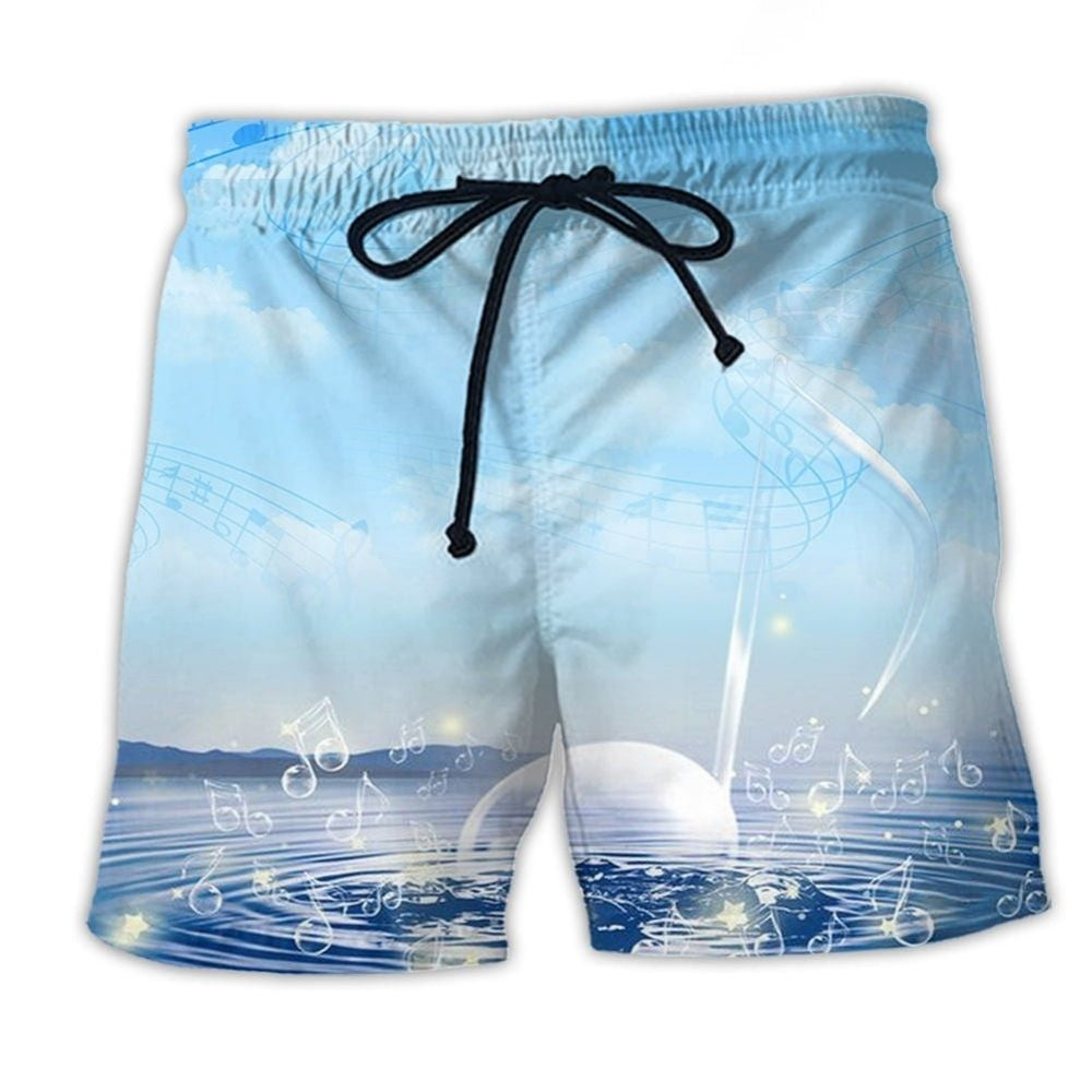 Music Sounds Of Nature Abstract Beach Shorts Artwork Detail For Tropical Travel And Everyday Wear