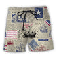 Sailing USA Flag Celebration Beach Shorts Pattern View For Resort Days And Outdoor Activities