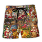 Happy Santa Holiday Season Of Joy Beach Shorts Artwork Detail For Tropical Travel And Everyday Wear