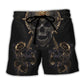 Golden Skull True King Fantasy Beach Shorts Design Detail For Casual Warm Weather Outfits
