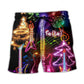 Christmas Guitar Tree Happy Glow Beach Shorts Pattern View For Vacation Travel And Outdoor Fun