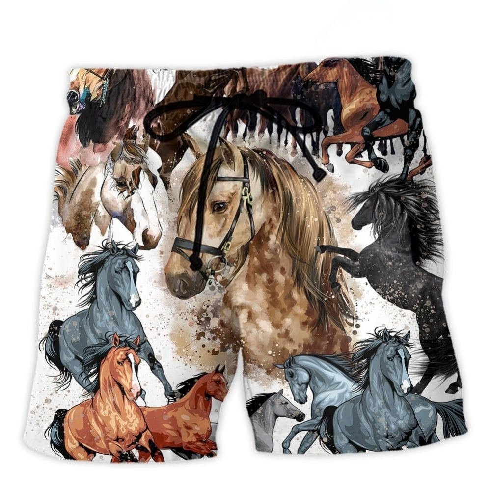 Fantasy Horse Painting Beach Shorts Design Detail For Weekend Getaways And Beach Days