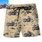 Motorcycle Desert Mountain Cactus Art Personalized Photo Beach Shorts For Tropical Getaways And Weekend Adventures