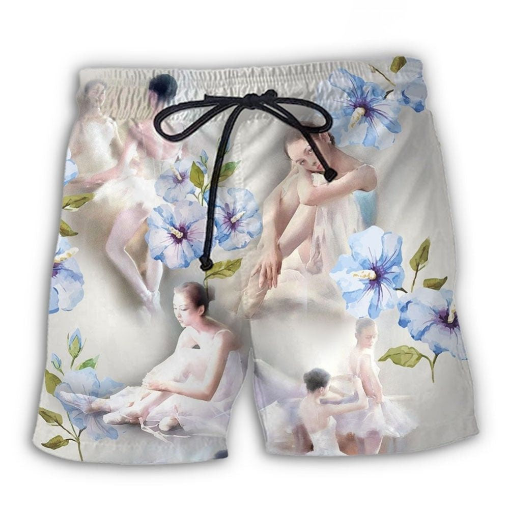 Ballet Dance Floral Elegance Beach Shorts Print Detail For Beach Activities And Vacation Wear