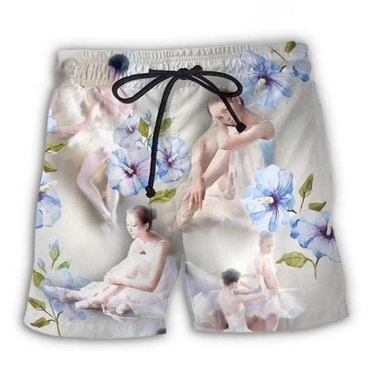 Ballet Dance Floral Elegance Beach Shorts Print Detail For Beach Activities And Vacation Wear