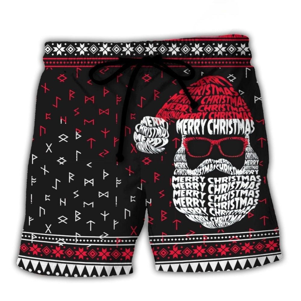 Santa Viking Pattern Holiday Beach Shorts For Warm Weather Travel And Everyday Comfort