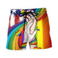 LGBT Pride Hand Love Symbol Beach Shorts Artwork Detail For Tropical Travel And Everyday Wear