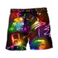 Dancing Santa Snowman Neon Christmas Beach Shorts Print View For Coastal Escapes And Casual Outings