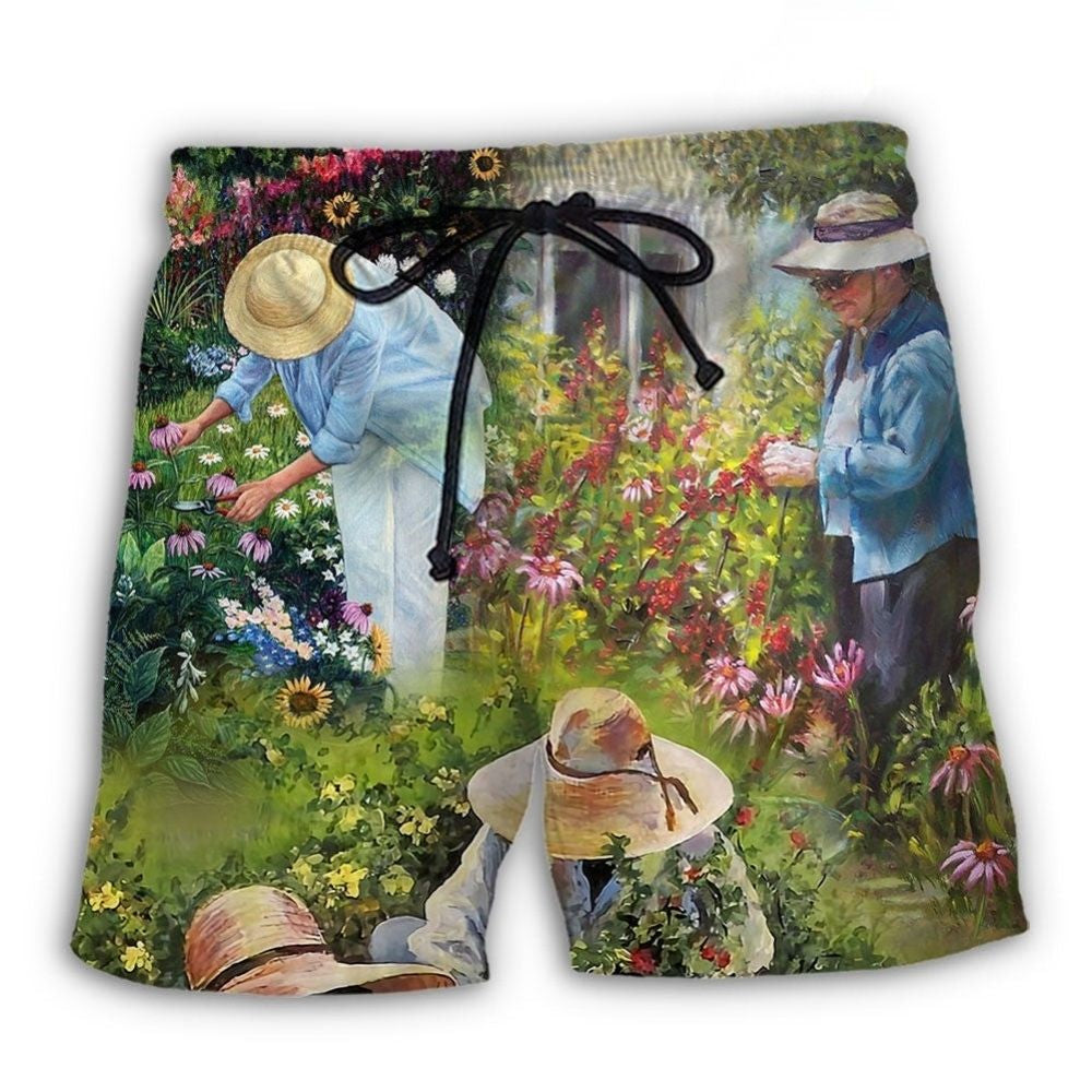 Gardening Peaceful Life Nature Beach Shorts For Resort Travel And Thoughtful Summer Gifting
