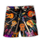 Guitar Love Music Lifestyle Beach Shorts Pattern View For Resort Days And Outdoor Activities