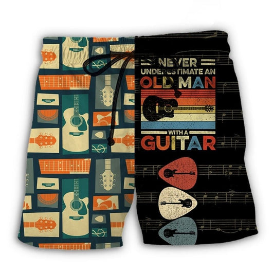 Guitar Never Underestimate Old Man Beach Shorts For Summer Vacation And Coastal Travel