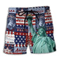 Live Free American Spirit Beach Shorts Pattern View For Coastal Holidays And Casual Activities