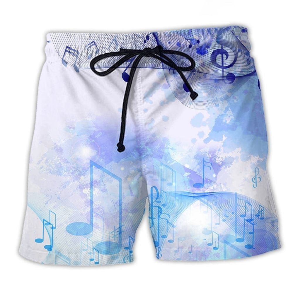 Watercolor Music Notes Artistic Beach Shorts For Summer Vacation And Coastal Travel